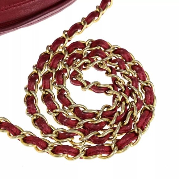 CHANEL CC Mini Tassel Oval Chain Shoulder Bag Leather Red GHW Vintage - Picture 13 of 16